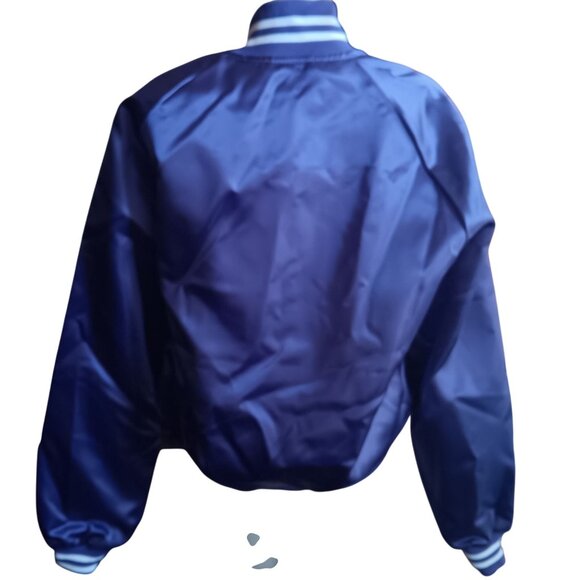 Vintage Satin Puffer Jacket New 1980's Auburn Sportswear Satin Varsity Purple - Picture 3 of 6